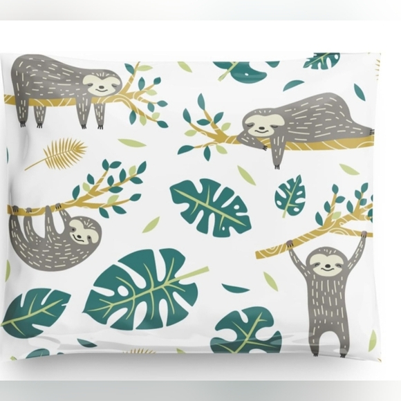 Polymailers Bundle 10 Count Sloth Leaf & Thank You Stickers Or QR Code Stickers - Picture 3 of 3